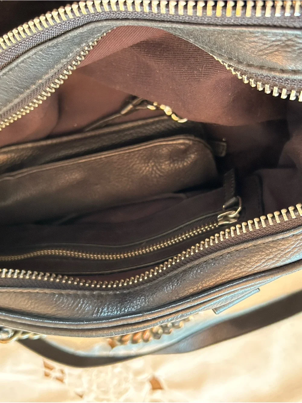 Pour La Victoire Black Leather Satchel with Chain Handles